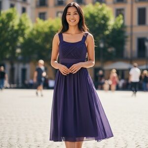 Boden 100% Silk Purple Midi Dress – Size US 6 / UK 10
